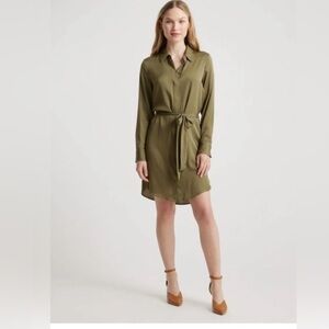 Quince Washable Stretch Silk Shirt Dress